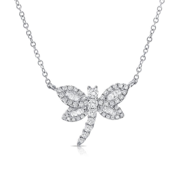 Baguette Diamond Dragonfly Necklace - 1